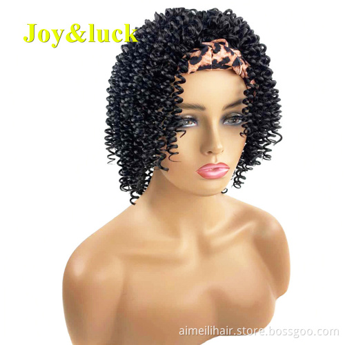 Wholesale Wigs Hairband African Head Band Dhort Kinky Curly Spring Twist Headband Wigs for Black Women Synthetic Hair Wig